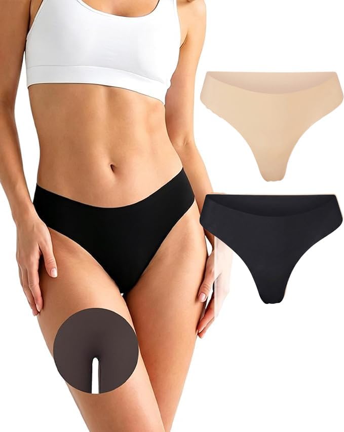 Thongs Seamless Underwear for Women No Show Thong Panty Liners Breathable Sexy Stretch Buttery Soft G-String Panties
