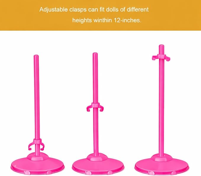 QINGZHE Stands Compatible with Barbie Doll, Pink Doll Stands for Display Barbie,22PCS Stands Compatible with Barbie