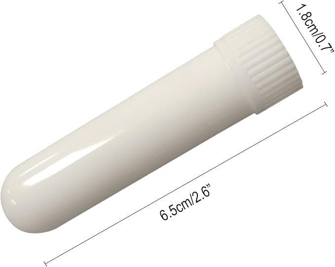 100 Pcs White Refillable Nasal Inhalers, Eco-Friendly PP Plastic Personal Aromatherapy Inhaler Sticks, Blank Essential Oil Inhaler Tubes for Travel, Office, Home, Gym - with Cotton Wicks