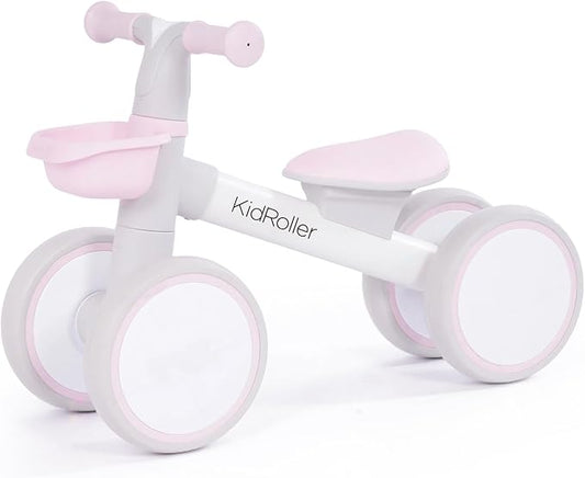 Kid's Balance Bikes for 1 Year Old Boys and Girls, 12-36 Months Toddler Ride-on with Adjustable Seat and a Front Basket, First Birthday Gifts (Pink)