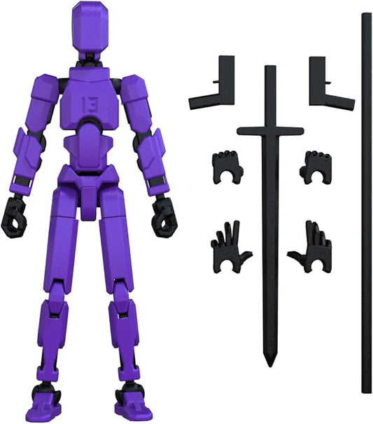 MerryXD T13 3D Action Figure,Assembly Completed Dummy Nova Tintan Lucky 13 Action Figure 3D Printed Multi-Jointed Movable Toy Purple