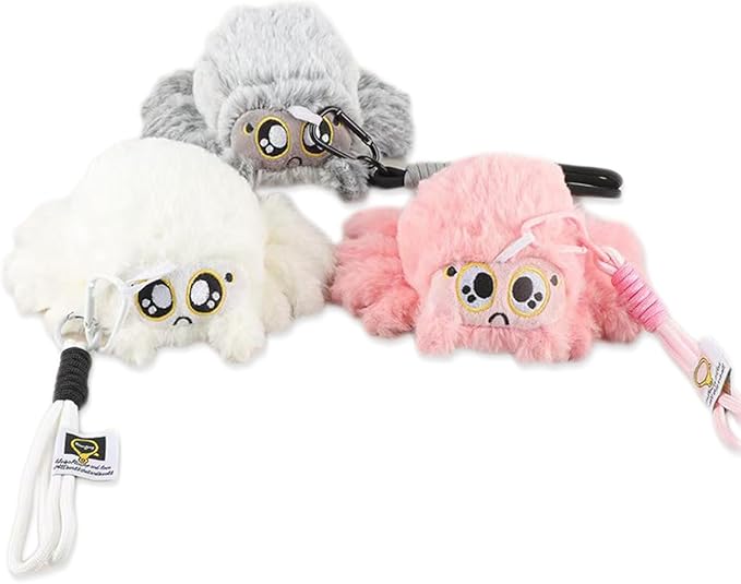 Spider Plush, 6.7 inch Cute Jumping Spider Stuffed Animal Toy Plushies (3pcs Keychain)