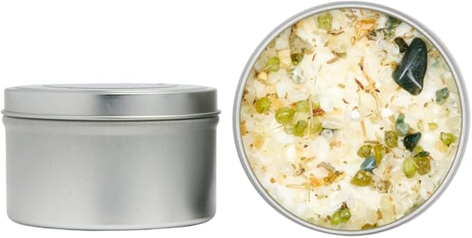 Spring Candle by New Moon Beginnings - Rosemary & Citrus Candle - Soy Candle - All Natural Aromatherapy Essential Oil Candle - Herb & Crystal Candle - Energy Cleansing Candle - 8 oz Tin