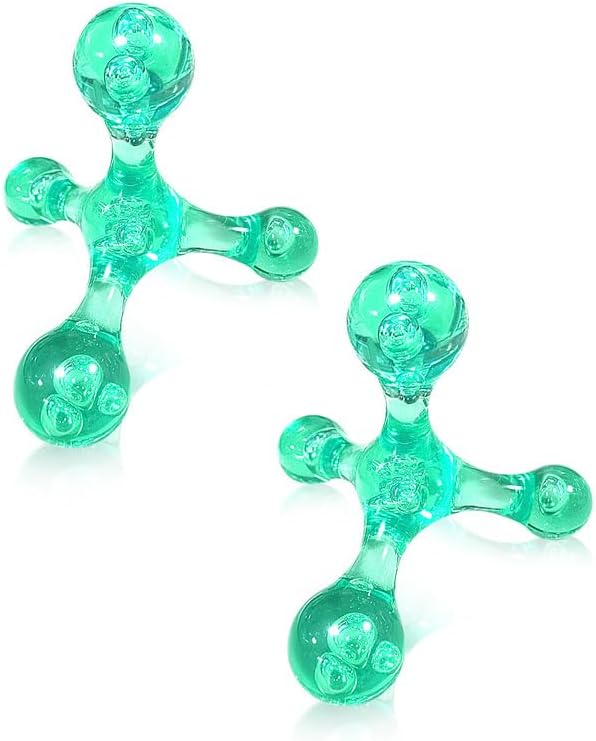 Manual Trigger Point Massage Tool, 2 Pcs 4 Knob Massager Deep Tissue Manual Massager Pressure Point Palm Massage Tool Handheld Back Massagers for Muscle Pain Stress Relief (Green)