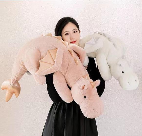 ARELUX Giant 52in 3Lb Big Pink Dragon Large Stuffed Animals Cute Plush Toy Fuzzy Jumbo Dinosaur Pillow Plushies with Wings Cuddly Soft Green Pterosaur Plushie for Friends Family Member