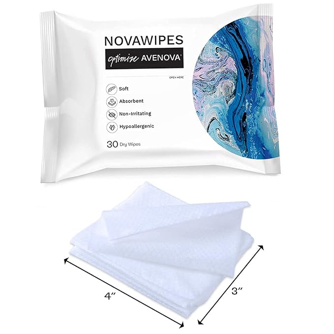 Avenova NovaWipes, Dry Eyelid Wipes, 30 Count | Non-Irritating, Durable & Absorbent Multi-Layer Dry Wipes for Use with Avenova Eyelid Spray
