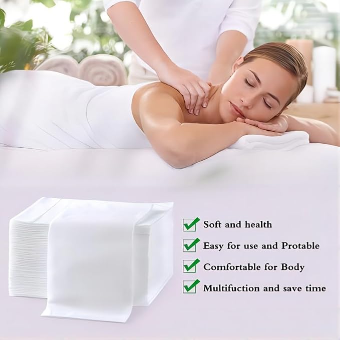 20Pcs Disposable Massage Table Sheets 31.5" x 71" Non-Woven Fabric Bed Covers for Ultimate Hygiene and Comfort in Massage, Tattoo, and Spa Treatments, Breathable and Durable Sheets(White)