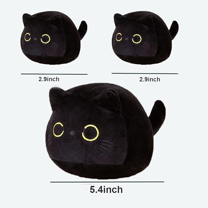 Mini Cat Stuffed Animal Cute Cat Plush Doll Toy for Girls Boys Christmas 3 Pieces (3 zhiblack cat)