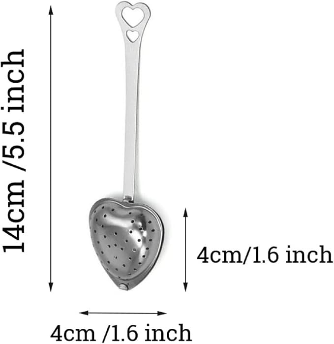 12Pcs Stainless Steel Tea Infuser Mesh Heart Shaped Tea Strainer Spoon Sugar Flour Sifters Filters Tea Interval Diffuser for Loose Leaf, Spices, Seasonings