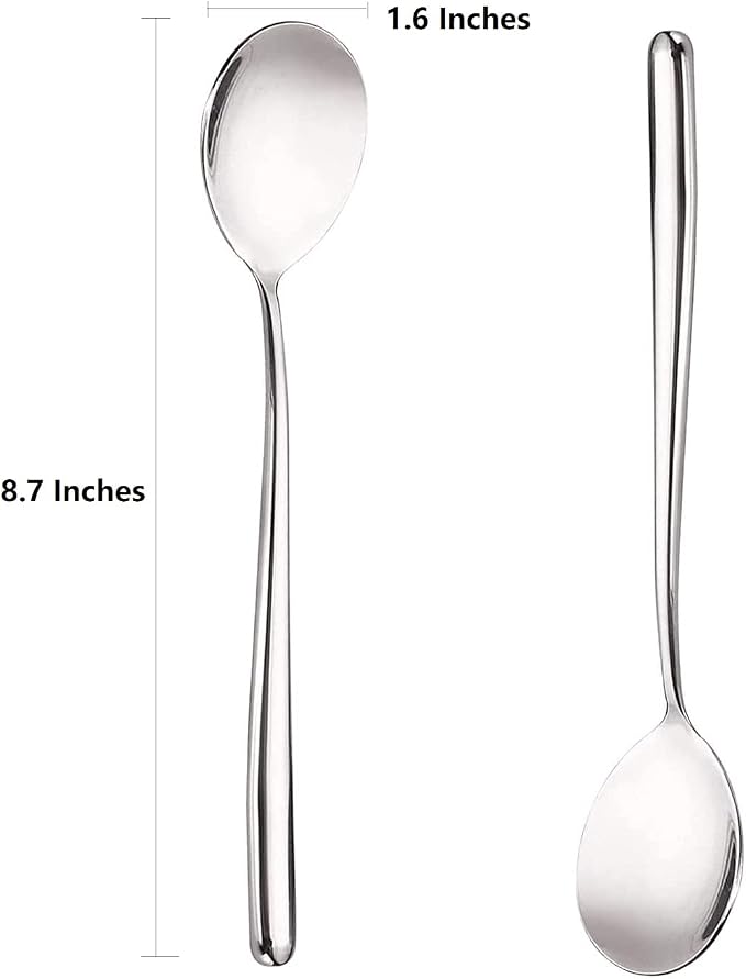 Korean Spoon,Stainless Steel Long Handle Soup Spoons,Long Tablespoon,Coffee Spoon,Silver,Pack of 5 (8.7x1.6 inches)
