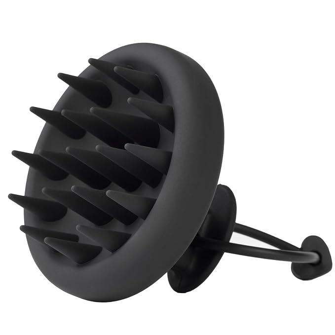 Scalp Massager Shampoo Brush, Soft Silicone Bristles Head Scrubber for Deep Cleansing, Dandruff Removal & Hair Growth, Ergonomic Exfoliator, Wet & Dry Use, Eco-Friendly Shower Brush, Black