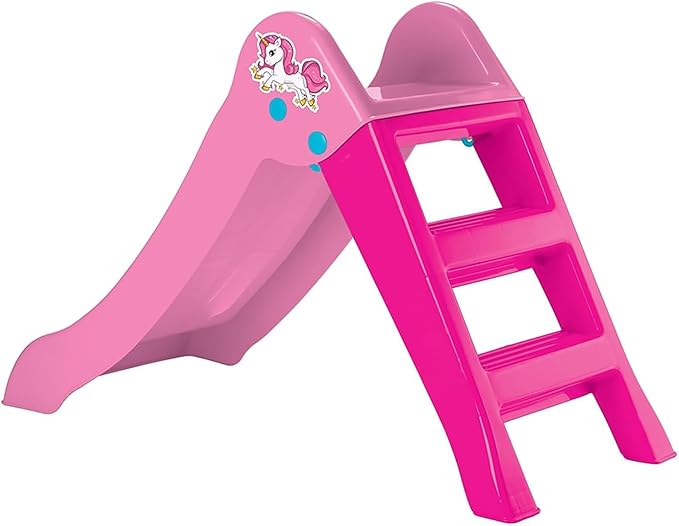 DOLU: My First Slide: Unicorn & Pink - Indoor/Outdoor Toy, Foldable Slope, 2 Step Ladder, Durable Plastic, Playground Equipment, Toddlers Kids Ages 2+