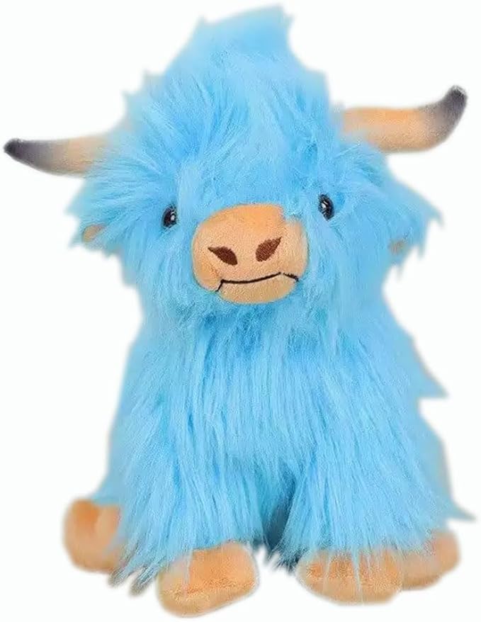 Highland Cow Stuffed Animal Cute Highland Cow Plush Doll Toy 10 inch for Girls Boys Christmas(Highland Cow Blue)