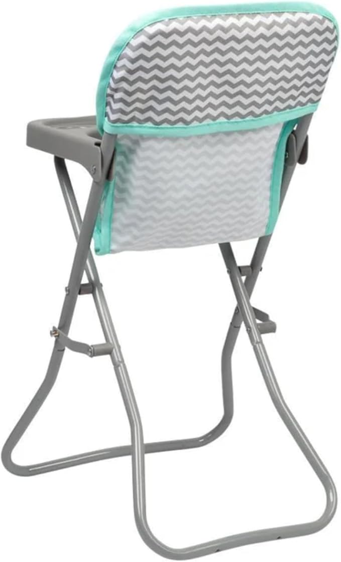 Adora Baby Doll Folding High Chair with Trendy Zig Zag Pattern and Strap for Added Security, Suits Most Plush Toys, Stuffed Animals and Dolls up to 16 inches Birthday Gift for Ages 3+