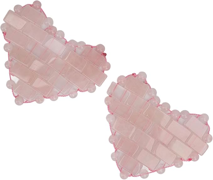 2Pcs Rose Quartz Eye Mask, Jadestone Eye Patch Reduce Edema Relieve Eye Strain Heart Shaped Stone Eye Pad for Massage Cooling Mask