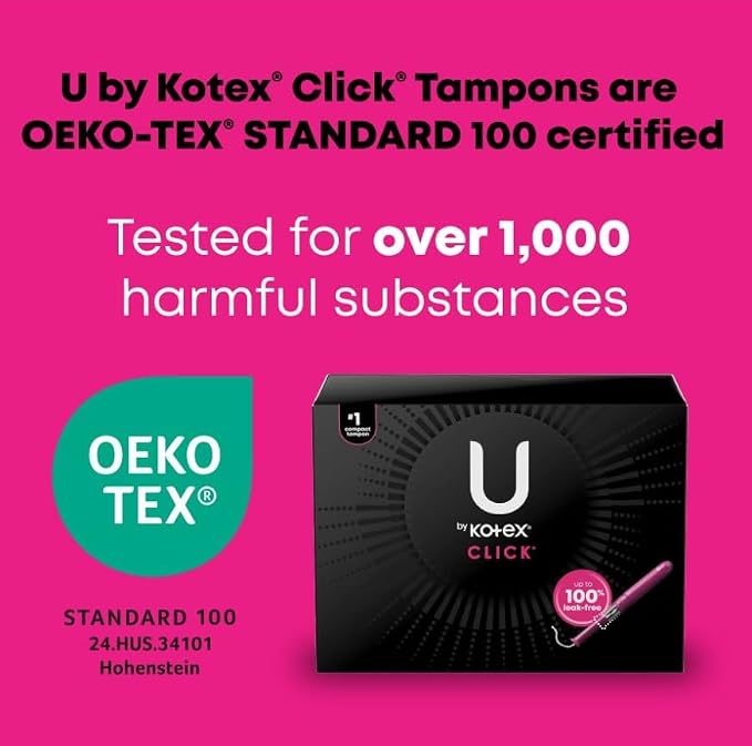 U by Kotex Click Compact Tampons, Super Absorbency, Unscented, 16 Ct (Pack of 4)