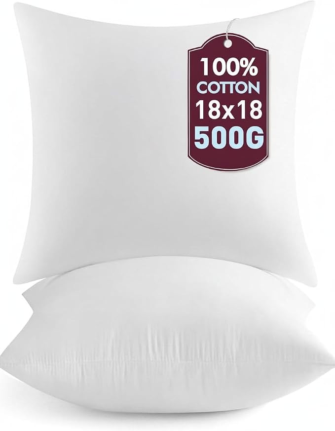 Casafoyer Throw Pillow Inserts 18x18 Set of 2, Down Alternative Cushion Stuffers