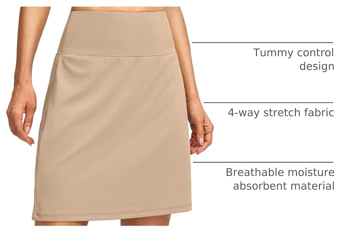G Gradual 19" Skorts for Woman with Pockets High Waist Golf Skirt | Lightweight, Stretchy, Breathable, Tummy Control, Built-in Shorts, Athletic, Tennis, Pickleball, Casual Summer