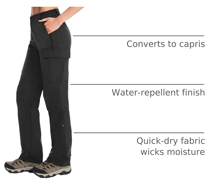 Moosehill Women's Hiking Pants Lightweight Quick Dry Water Resistant Cargo Travel Work Summer Pants for All Seasons