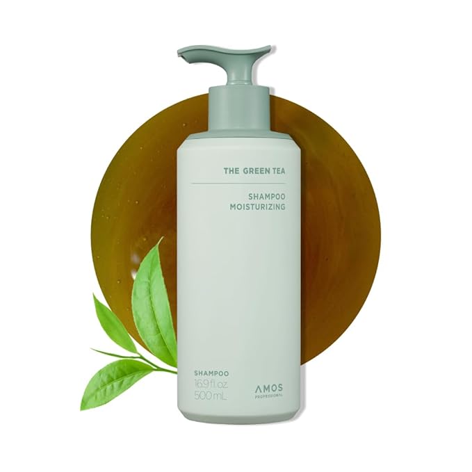 AMOS PROFESSIONAL The Green Tea Shampoo Moisturizing for Thinning Hair, Korean Shampoo for Dry Scalp l Flaky & Itchy Scalp, Strengthening Hair, All Hair Types, 16.9 fl. oz.
