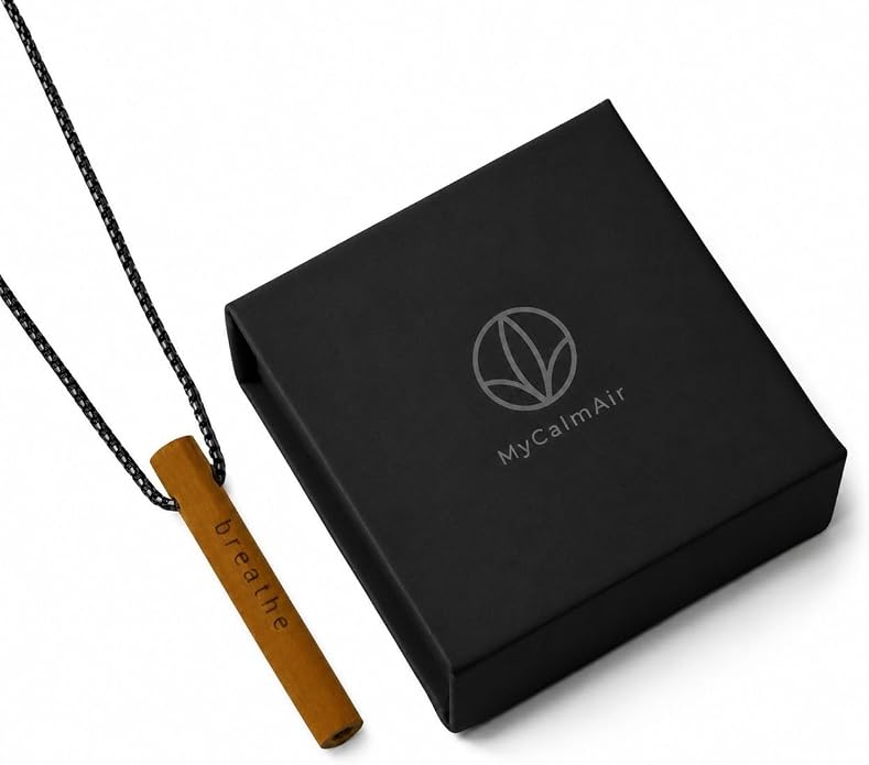 Bamboo Breathing Necklace for Meditation, Mindfulness Tool, Stress Reducer, Eco-Friendly Breathe Pendant, Portable Relaxation Gift for Men & Women