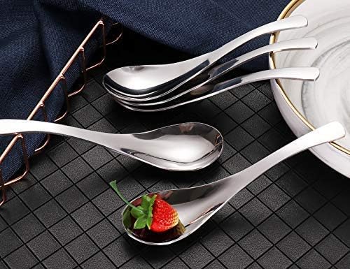 Soup Spoons,Stainless Steel Short Handle Spoons, Classic And Durable Soup Spoon, Set of 5.