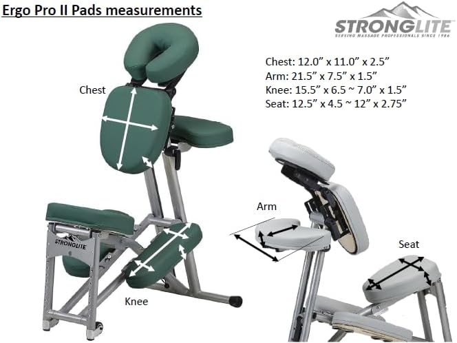 STRONGLITE Portable Massage Chair Ergo Pro II - Ultra-Strong, Lightweight, Foldable Tattoo Spa Chair with Wheels & Carry Case (600lbs Working Weight), Black