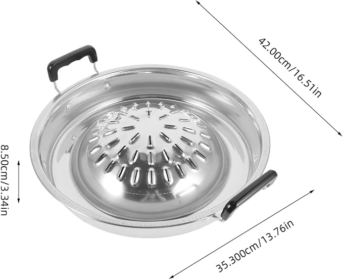 ABOOFAN Korean Bbq Grill Pan Stainless Steel Barbecue Stove Portable Round Grill Plate for Outdoor Cooking Meat Vegetables Bulgogi Tabletop