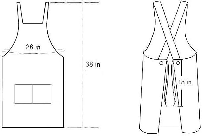 NEWGEM 100% Cotton Cross Back Apron for Women with 2 Pockets - Adjustable Button Straps Pinafore, No Neck Pain Kitchen Chef Apron for Baking, Gardening, Art Teacher (Light Green)
