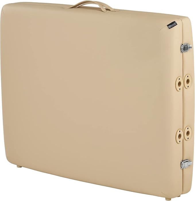 Master Massage 28" Argo Portable Massage Table in Cream with Walnut Legs- Spa Bed for Tabletop Exercise & Massage