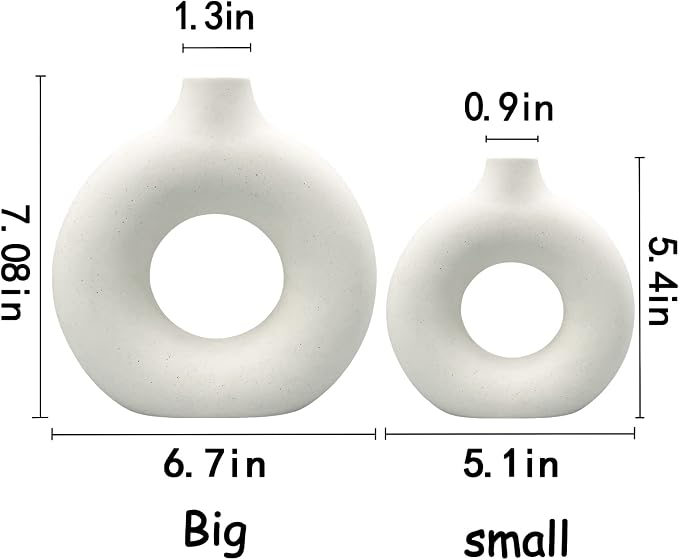 Ceramic Vases Set of 2,Modern Vases for Home Decor, White Boho Style for Living Room Kitchen Mantle Bedroom Dining Table Office Farmhouse Decorative Design
