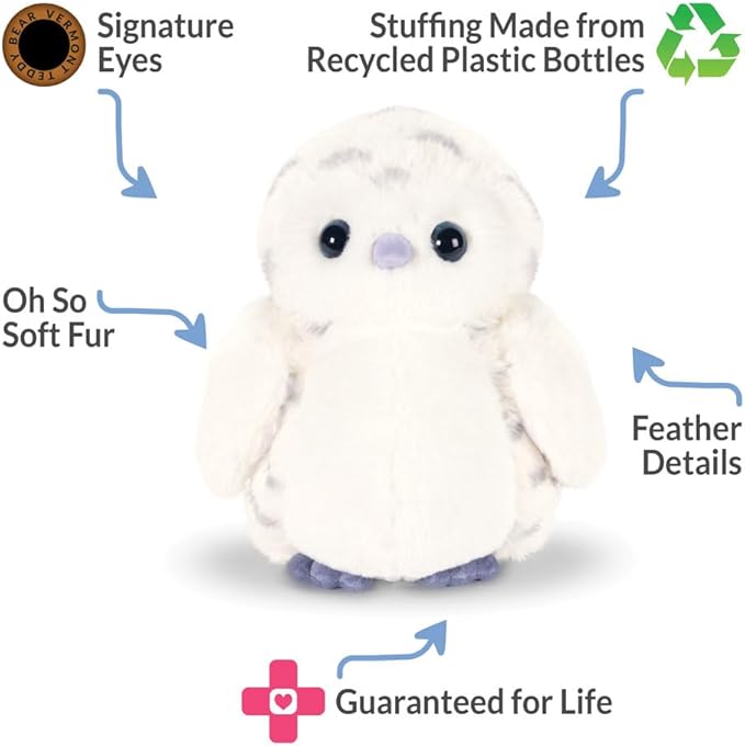 Vermont Teddy Bear Owl Stuffed Animal - Snowy Owl Plush, 18" Stuffed Owlet Plushie for Kids, Home Décor