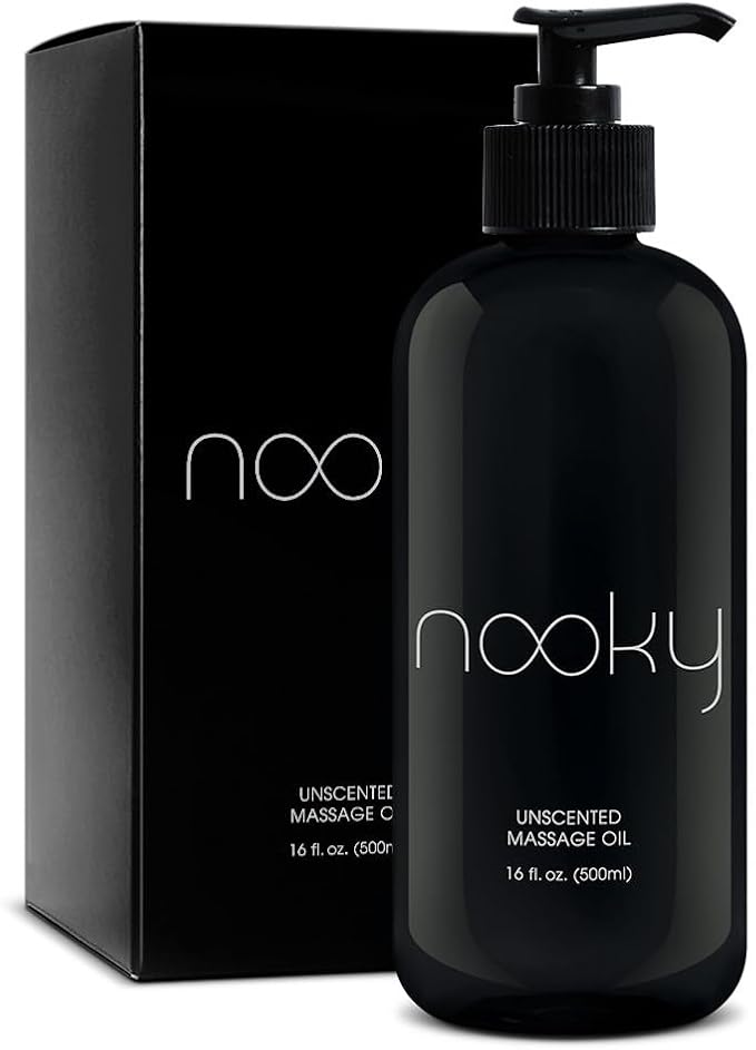Nooky Massage Oil with Fractionated Coconut Oil for Massaging 16 Ounce (Unscented)