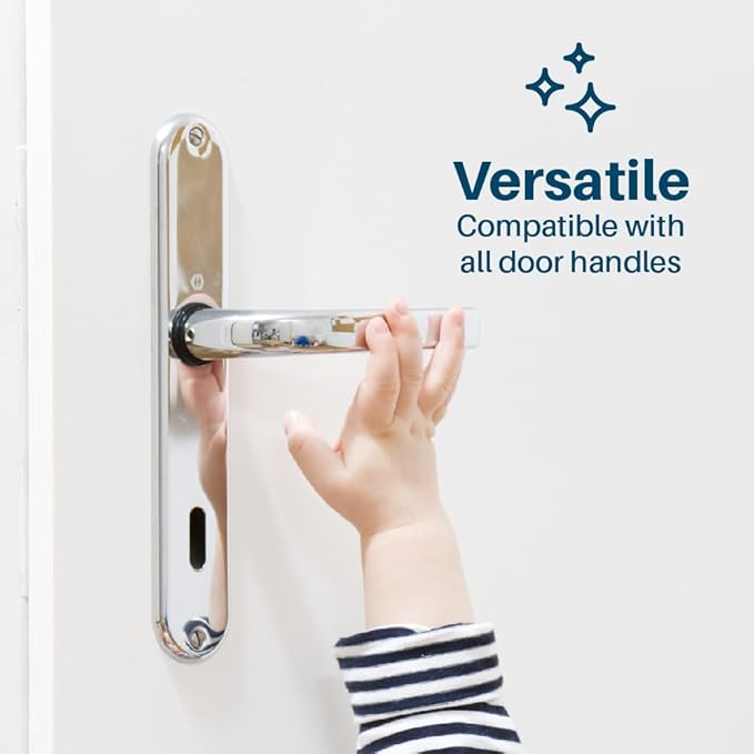 Inaya Child Proof Door Lever Lock, Baby Proofing Door Handle Lock, Minimalist Design, 3M Adhesive & No DrillingNeed, Child Safety Door Handle Locks (2 Pack)