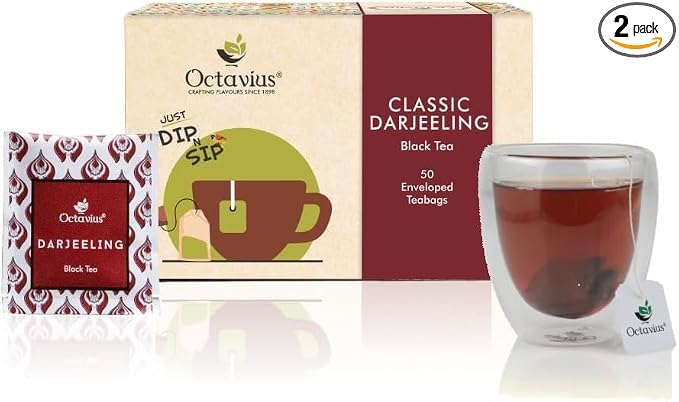 Octavius Tea Variety Pack | Classic Darjeeling Black Tea | Tea Sampler Pack | Pack of 2 Each 50 Tea Bags