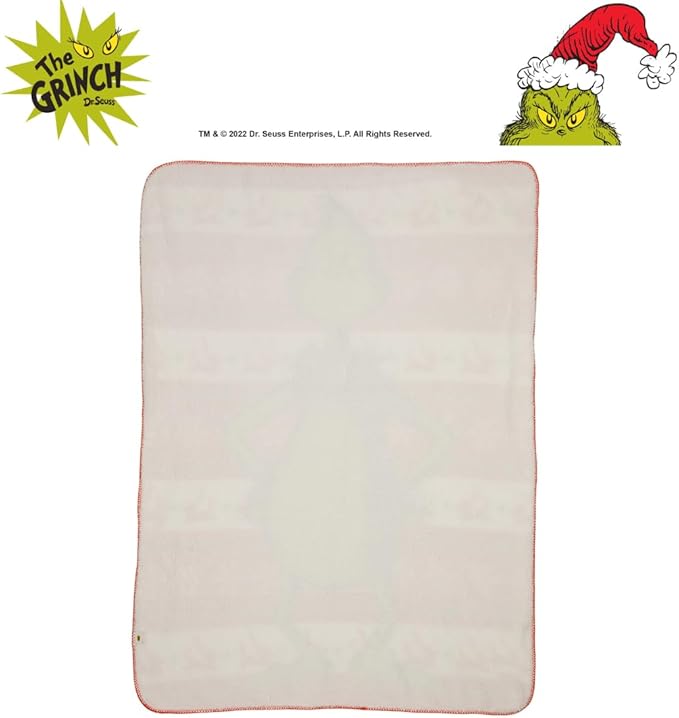 Dr. Seuss The Grinch Holiday Christmas Kids Bedding Soft Plush Cozy Sherpa Blanket Throw, 46 in x 60 in, (Officially Licensed Product) by Franco