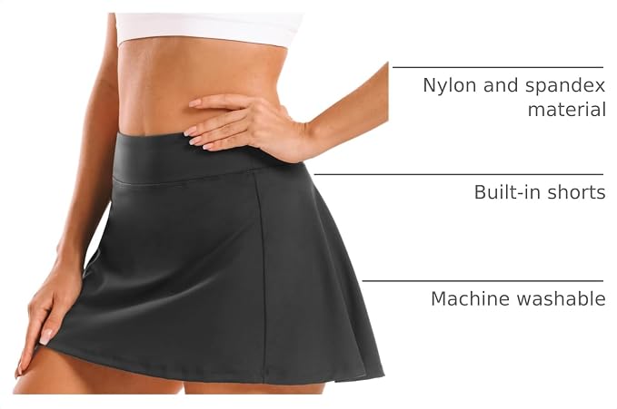 Stelle Women's Tennis Golf Skirts High Waisted with Pockets Inner Shorts for Athletic Skorts Sports Running Pickleball