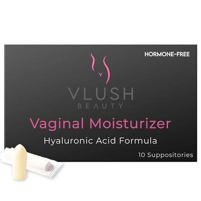VLUSH Hyaluronic Acid Vaginal Moisturizer – Hormone-Free & Estrogen-Free Suppositories for Vaginal Dryness Relief – Fragrance-Free Intimate Comfort for Menopause & Perimenopause (10 Count)