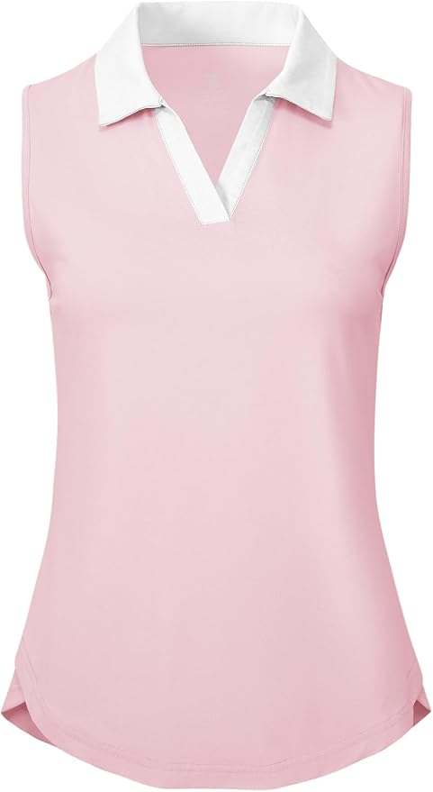 BGOWATU Women's Sleeveless Golf Polo Shirts Collared V Neck Tennis Tank Tops UPF 50+ Quick Dry Lightweight