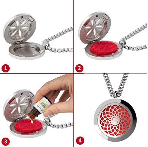 mEssentials Sunflower Essential Oil Diffuser Necklace Gift Set - Includes Aromatherapy Pendant, 24" Stainless Steel Chain, Refill Pads and 1-10ml Bottle of Inner Calm 100% Essential Oil