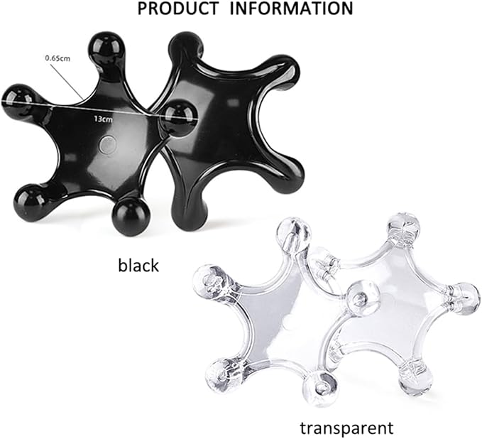 Trigger Point Massage Tools, 2 Pack Easier Grip Star Shaped 5 Legged Pressure Point Handheld Massage Tool for Deep Tissue Pain Relief, Suitable for Full Body (Black)