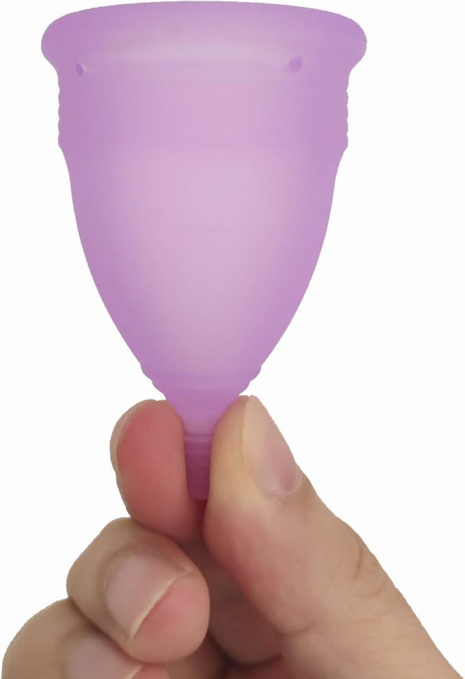 Croing Reusable Menstrual Cup Set of 4, Period Cup, 2 pcs Small and 2 pcs Large (Purple and White)