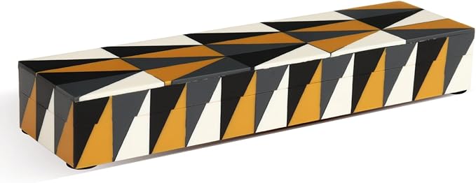 Handicrafts Home Decorative Storage Box with Lid, Decorative Remote Control Box, Slim Coffee Table Storage Box, Decorative Box for Shelf, Desk & Living Room Decor, Puzzle Guild 10 x 2.5 x 1.5 Inch