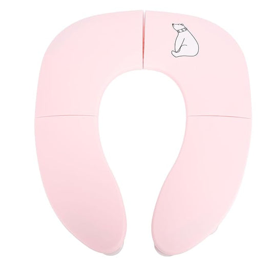 Folding Travel Potty Training Seat for Toddlers, Foldable Toilet Seat Cover with Non Slip Suction Cup (Roseate)