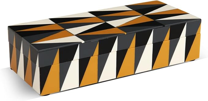 Handicrafts Home Decorative Storage Box with Lid, Box for Remote Controls, Coffee Table Storage Organizer, Keepsake Decorative Box for Living Room, Shelf & Hallway Decor, Puzzle Guild 10 x 4.5 x 2.5