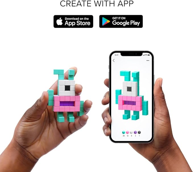 PIXIO Magnetic Cubes - Black & White Animals - Magnetic Cubes Building Toys in Pixel Art Style - Animal Figures - Arts and Crafts Kids Toys - Building Blocks - Learning Toys - 195 pcs