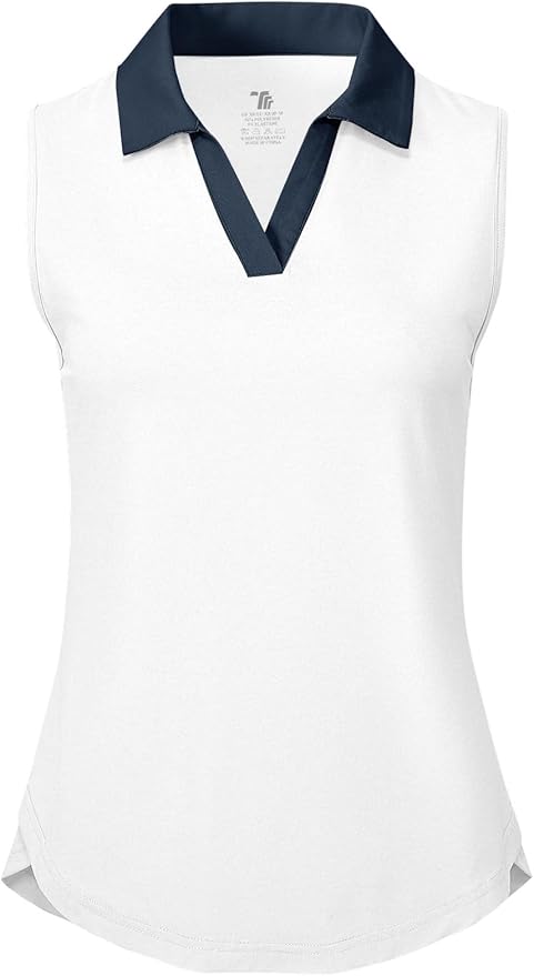 BGOWATU Women's Sleeveless Golf Polo Shirts Collared V Neck Tennis Tank Tops UPF 50+ Quick Dry Lightweight