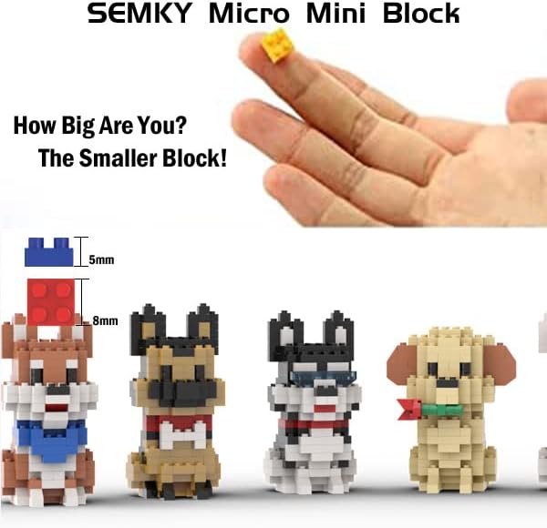 SEMKY Micro Mini Blocks Dog Series Pets Dog 8 in 1 Animal Model Set,(1616Pieces) -Building and Pet Toys Gifts for Kid and Adult