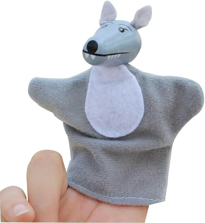 3 Little Pigs & Big Bad Wolf Finger Puppets, 4Pcs Educational Storytelling Finger Puppets Toy for Kids, Preschool & Party Favors