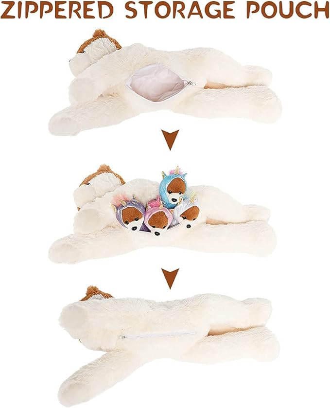 Muiteiur Giant Unicorn Stuffed Animal Cute Mommy Unicorn Dog with Zippered Pouch Includes 4 Baby Unicorns Gifts for Girls (Multicolor,26 Inches)